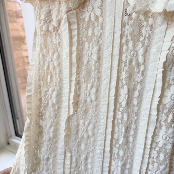 Free People Oui Oui Ruffle Lace Maxi Slip Dress Intimately Cream Ivory Medium - Picture 7 of 12